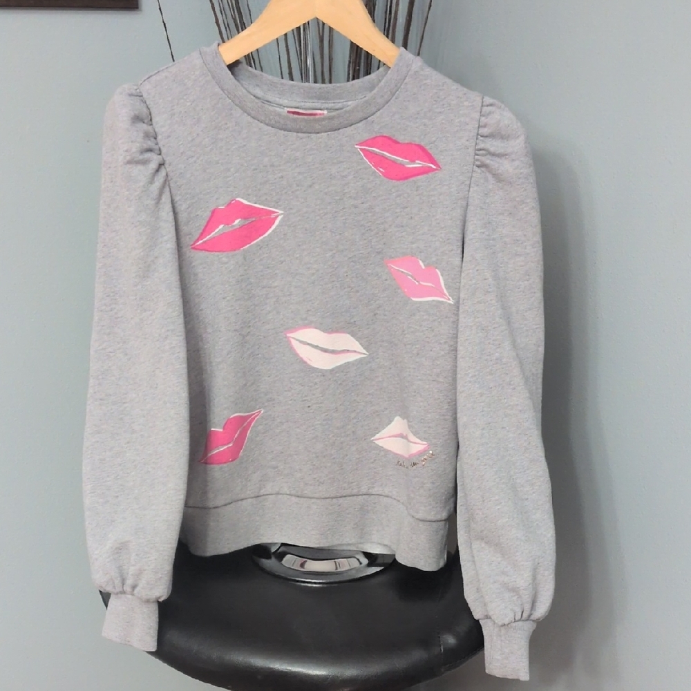 Kate Spade Heather Gray "Lips" Sweatshirt